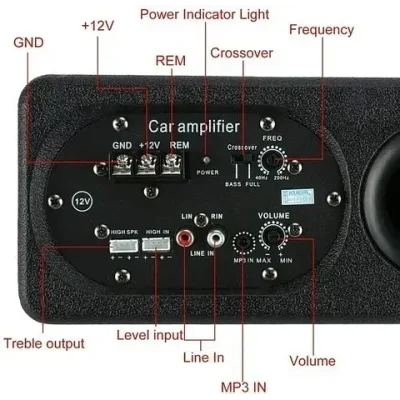 Subwoofer Plano Amplificador Parlante + Kit Instalación 12v - Imagen 3