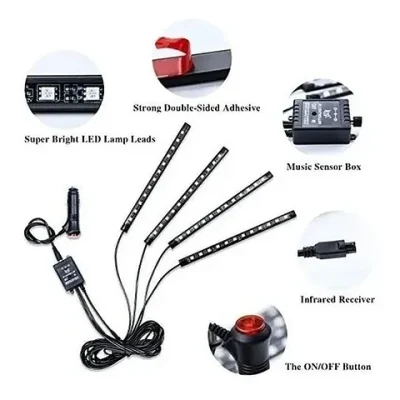 Tira De Luces Led Multicolor Para Interior De Auto 12v Rgb - Imagen 3