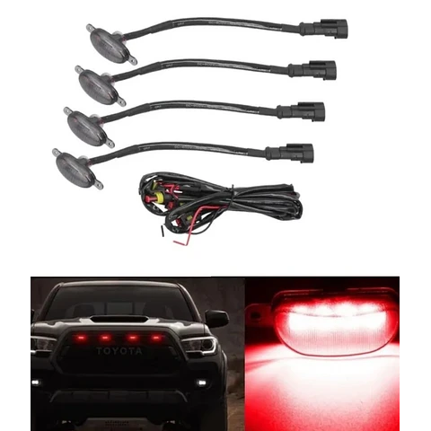 Kit 4 Luces Led Tipo Raptor Universal Parrilla Rejilla ROJO