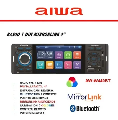 Radio para Auto Aiwa W440 1Din /con pantalla - Imagen 2